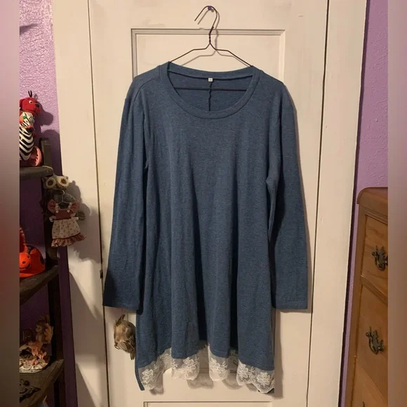 Dresses | 2xl Navy Blue Long Sleeve Shirt Dress | Poshmark
